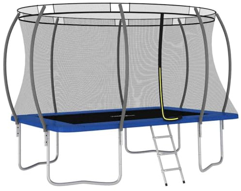 Mangloder Trampoline de jardin rectangulaire 335 x 244 x 90 cm avec filet de sécurité, échelle, protection contre la pluie, capacité de charge de 150 kg pour enfants, famille, saut en plein air