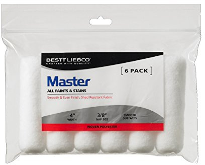 Bestt Liebco 559437600 Master Non-Bubbling White Woven Mini Roller, 6 Pack, 4 inch x 3/8 inch