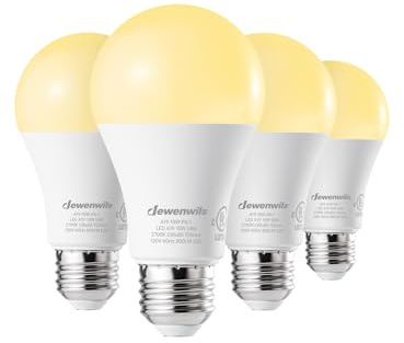 DEWENWILS 4-Pack Dimmable LED A19 Light Bulb, Soft White Light with Warm Glow, 800-Lumen, 3000-Kelvin, 9-Watt (60-Watt Equivalent), E26 Medium Screw Base, UL Listed