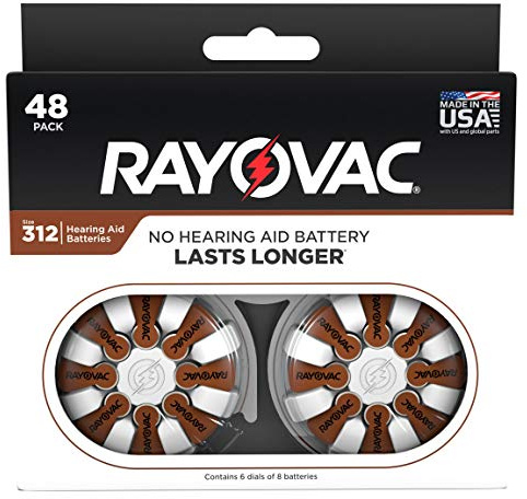 Rayovac Size 312 Hearing Aid Batteries, 48-Pack Value Pack - with Active CORE Technology