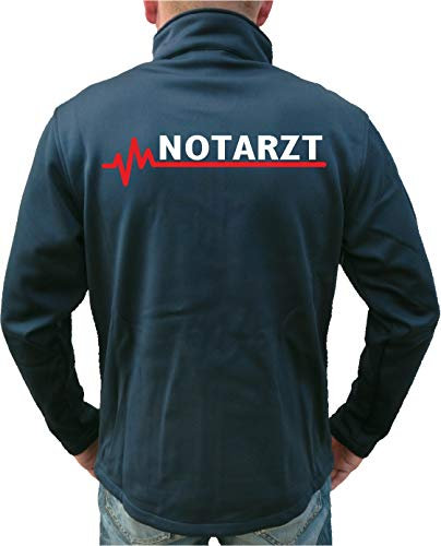 FEUER1 SmartSoftshelljacke Navy, Notarzt mit roter EKG-Linie XXL