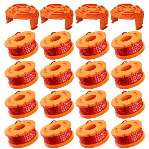 16 Pack Bobina per Decespugliatore Compatibile con Worx,Linea Tagliabordie Decespugliatore,WA0004.1/WA0010 Bobina di Filo per Tagliabordi Compatibile con Worx (16 Bobine + 4 Copertura)