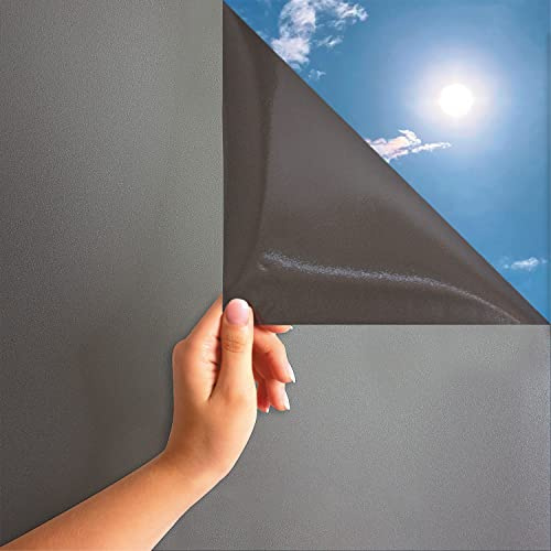 MARAPON Fensterfolie Blickdicht von aussen in Grau 1,18x2 m Sichtschutzfolie Fenster mit statischer Haftung, Milchglasfolie blickdichte Fensterfolie lichtdurchlässig, Folie Fenster Sichtschutz