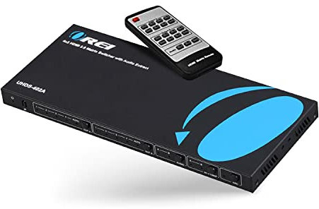OREI 4K HDMI Matrix Switch 4 X 2, Switcher 18G UltraHD with Arc Supports Upto 4K @ 60Hz & 1080P IR Audio Extractor Arc EDID HDCP 2.- Remote Control - Full Matrix Selection