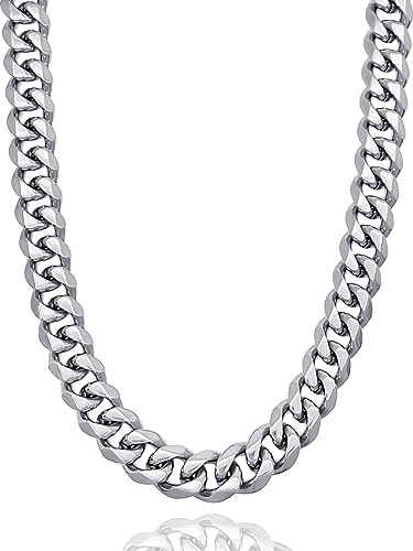 RUGGED STEEL - Panzerkette Edelstahl massiv 13 mm breit (Silber Hochglanz) stylische XXL Cuban Link Chain für Männer & Frauen 45 50 55 60 65 cm - stabiler 24/7 Schmuck → wasserfest - inkl. Schmuck-Box
