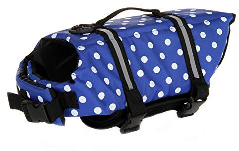 Hundeschwimmjacke, Haustier-Schwimmanzug mit Griff, reflektierende Weste, Mantel, Haustierlebensschutz, Hundesicherheitskleidung für Welpen, kleine, mittelgroße und große Hunde (XXL: Blau 1)