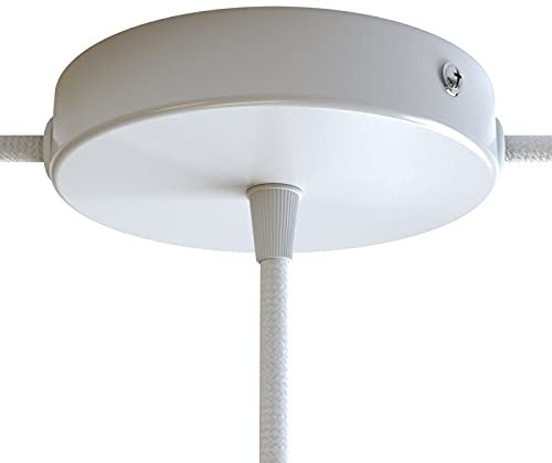 LaMorell LightDesign Zylindrische Rosette aus Metall, 1/3/5/7 Ausgänge, Weiß, Schwarz, Chrom (Durchmesser 120 mm, 1 Loch + 2 Seiten Weiß)