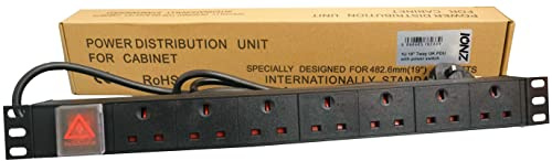 IONZ 7 Way 13A PDU 1U Switched 19 Inch Standardised Horizontal Power Distribution Unit