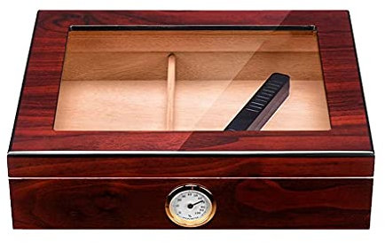 ksamwjf Barware Cigar Box Portable Cigar Humidifier Painted Cigar Humidifier Cabinet Cigar Cases Large Capacity Cigar Cabinet High-end Smoking Set High Skylight External Hygrometer Cooking Dining