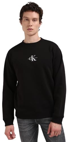 Calvin Klein Uomo Felpa Core Monologo Senza Cappuccio, Nero (CK Black), M