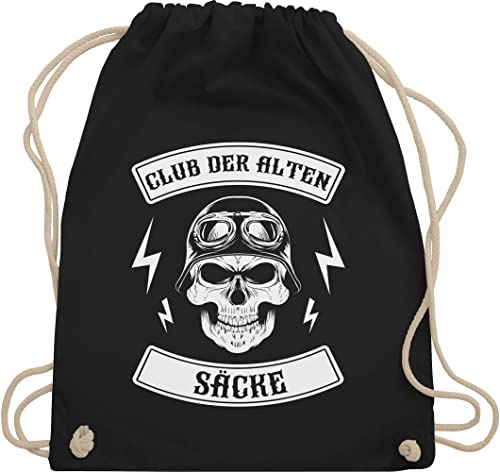 Shirtracer Turnbeutel Rucksack - Geburtstag Herren - Club der alten Säcke Totenkopf weiß - Unisize - Schwarz - alte sack geburtstagsgeschenk alter umhängebeutel geburtstags tasche beutelrucksäcke