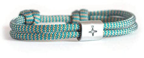 Personalisiertes Weltenbummler Surfer Armband aus Segeltau handgestempelt | Kompass| Weltreise