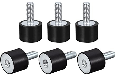 sourcing map 6 Stück M5*12 Gummipuffer, Stoßdämpfer Silentblock Gummibuchsen für Garage Motor Luftkompressor Auto Boot Bobbins（VD15*15 M5*12）
