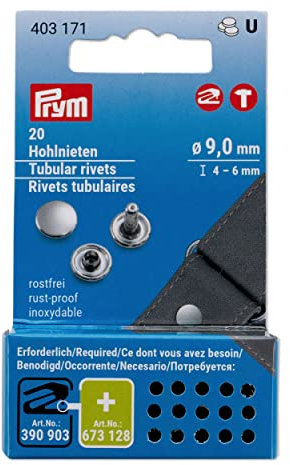 Prym Rivetti Cavi, Ottone Argentato, Pezzi per Vario Creative Tool, Argento, 4-6 mm, 20 Stück, unità