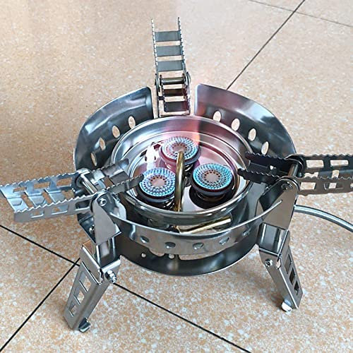 SLDAGe Mini Estufa de Camping, Hornillo a Gas Portátil, 6800W Potencia Total de Cocción, Hornillos de Acampada 3 Quemadores, Hornillo de Camping Plegable para Picnic Mochilero Senderismo