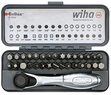 Wiha 74984 32 Piece GoBox Standard Bit Set with Mini Ratchet