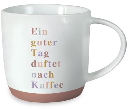 Grafik-Werkstatt Kaffeetasse - Ein guter Tag - aus Porzellan, 300 ml | Kaffeebecher mit Spruch oder Smiley-Motiv – lebensmittelecht, spülmaschinen- und mikrowellengeeignet
