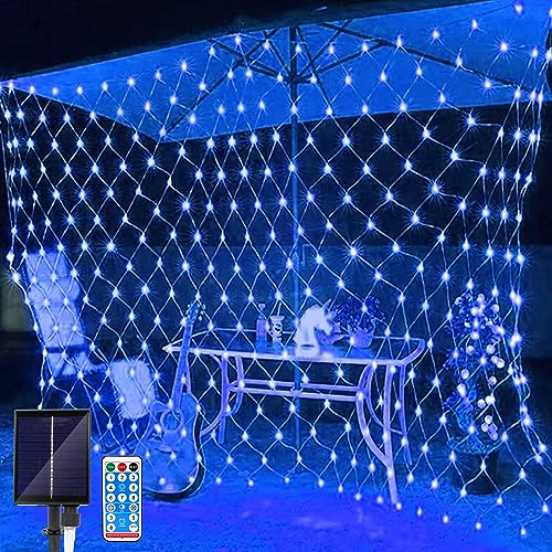 Rete Luminosa Solare, 2 x 3M Tenda Luci 8 Modalità 192 LED Con Telecomando Impermeabili Garden Fata di Luce per Natale Feste Matrimonio Gazebo Esterni