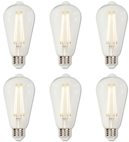 Westinghouse 5262020 6.5 Watt (60 Watt Equivalent) ST20 Dimmable Clear Filament LED Light Bulb, Medium Base, 6 Pack