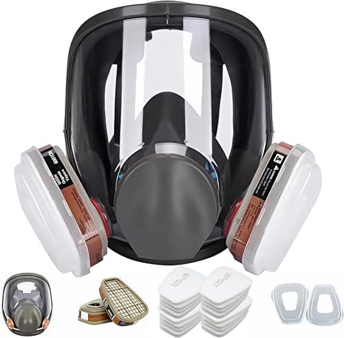 goambuy 25 in 1 Gasmaske mit Filter Staubmasken Atemschutz Feinstaub Lackierer,Wiederverwendbare Vollmaske für Farbspritz,Graffiti,Lackier,+20 Filtrierbare Wattepads
