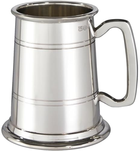 I LUV LTD Étain Chope Conception du Suffolk avec Poignée Carrée Pur Lourd Jauge Bière Chope Possibilité de Gravure Cadeaux Personnalisés pour Hommes et Femmes