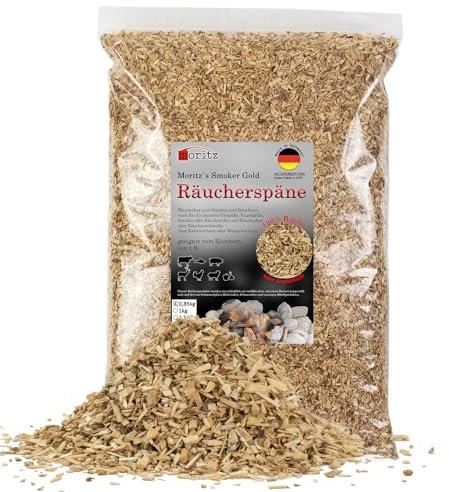 Moritz 0,85 kg virutas para ahumar haya fina 0,75-2 mm ahumar I ahumar en frío pescado carne salchicha queso verduras también para barbacoa I asar harina para ahumar