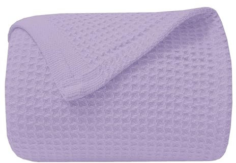 Waffel-Baumwolldecke, Waffelmuster, Überwurfdecke für Couch, Sofa, weiche, dekorative, leichte Decke für alle Jahreszeiten (127 x 152,4 cm, Lavendel)