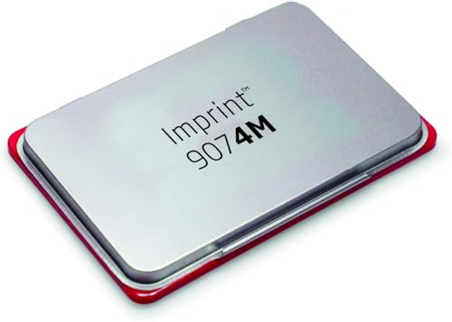 Trodat 9074M Imprint, Cuscinetto imbevuto di Inchiostro di Colore Rosso a base acqua, per Timbri Manuali, per Formati Grandi, Misura 160 x 90 mm, Struttura in Metallo e Plastica