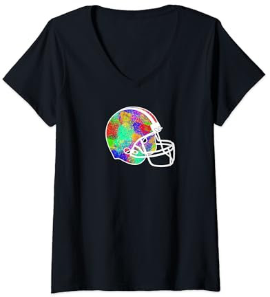 Damen American Football Helm Motiv für Footballspieler T-Shirt mit V-Ausschnitt