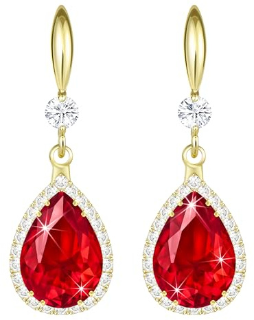 Linawe Boucles d'oreilles suspendues rouges, ensemble de bijoux en or pour femmes, boucles d'oreilles à nœud, cristal et diamant, bijoux de mode, boucles d'oreilles