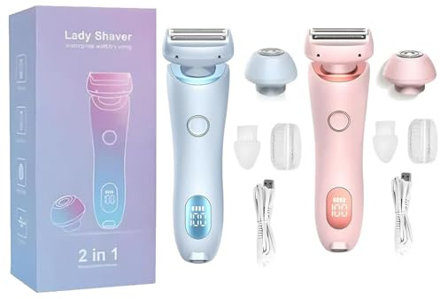 Beautibloom Razor, 2024 Best Silk Glide Razor, 2 in 1 Lady Shaver, Kabelloser Rasierer mit LED-Anzeige, Schmerzfreier Wiederaufladbar Haartrimmer, Pubic Hair Trimmer Women (2pcs)