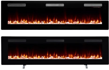 Dimplex Sierra Optiflame Media Wall Fireplace, 72/182.9cm, Wall Mount, Recess Fit, Free Standing Electric Fire, 7 Colour Themes, Choice of Fuel Beds, Cool Touch Glass, 1.6kW Electric Heater