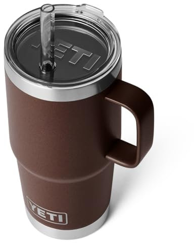 YETI Rambler Straw Mug, Stainless Steel Vacuum Insulated Mug with Stronghold Lid, Wetlands Brown, 25 oz (739 ml)