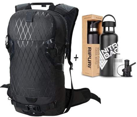 Nitro, ROVER 14 SET mit Ripuri 600 ml Flasche & Filter, Snowboardrucksack Tourenrucksack Bikerucksack, 14L, PHANTOM