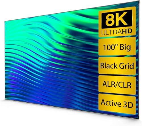 CASIRIS ALR Écran de projection 100 pouces, écran de projection ultra HD ALR avec cadre fixe pour projecteur à distance ultra courte, écran de projection sans bordure, format d'image 16:9