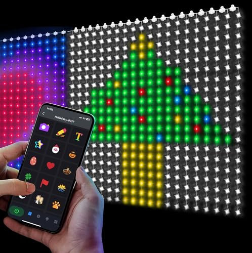 Vorhang Lichter, DIY Smart LED Vorhang mit Fernbedienung/APP, Dynamisch 400LEDs RGB LED Lichtervorhang 2M x 2M, Farbwechsel Curtain Lights für Weihnachten Festliche Party Innenim Freien Deko
