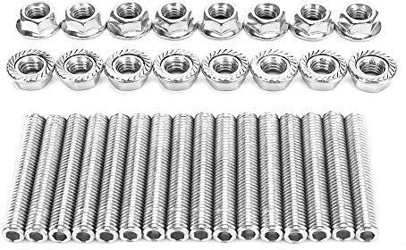 TKSE Auspuffschrauben-Stehbolzen-Muttern-Kit, Edelstahl-Auspuffkrümmer-Stehbolzen-Muttern-Kit N811313-S431 Passend für 4,6 und 5,4 Liter V8