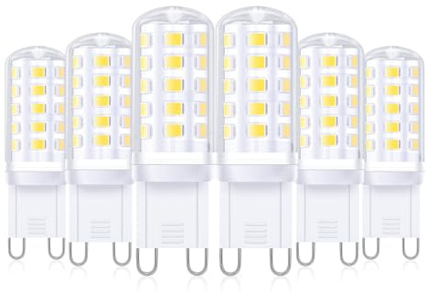 LiTlight G9 LED Bulbs 5W Cool White 6000K, 600LM, 50W Halogen Equivalent | Non-Dimmable, Energy Saving Corn Light G9 Bulb for Bathroom, Chandelier, No Flickering, 6 Pcs