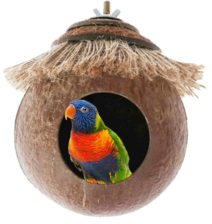 Bvizyelck Kokosnuss Vogelnest Handgewebte Vogelnest Natürliche Vogelnest Für Papageien, Wellensittiche, Sittiche Handgewebte Vogelnest Bruthöhle Papagei Haus Im Freien Hof Gartendekoration