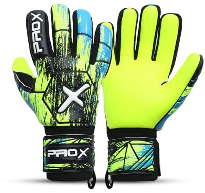 PRO X Soccer Goalie Gloves for Kids with Super Strong Grip, Match & Training Youth Goalie Gloves, Soccer Goalkeeper Gloves Kids with Soft Grippy Secure Latex (Flourcent Yellow, Size 5 (8 to 11 Years)