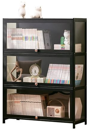 MBBTAG Acryl-Sammlungsvitrine, Glasvitrine stehend, große kapazität, sammlervitrine vitrinenschrank, Rahmen aus Bambusholz, Curio-schränke, Auf DREI Seiten transparent, 60x32x1