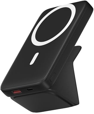 Volta Powerbank 10.000 mAh, Caricabatterie Portatile Ricarica Rapida, Power Bank Magnetico Wireless con Supporto Pieghevole, Compatibile con iPhone 17/16/15/14/13/12/Plus/Pro/Pro Max (Nero)