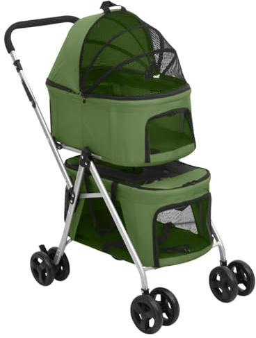 Hundewagen für 2 Hunde Faltbar Grün 83x48x97 cm Oxford-Gewebe, ShGaxin Hundebuggy, Katzen wagen, Bollerwagen Hund, Katzen Wagen 172207