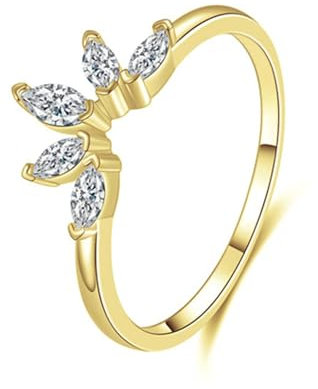 Stfery Bague de mariage marquise blanc moissanite bague femmes or 585 couronne bague 45 (14,3)-62 (19,7)