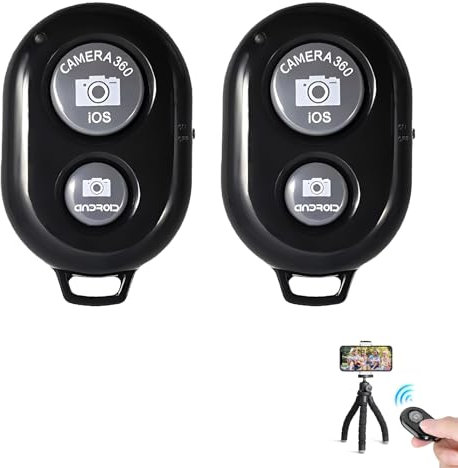 2 Pack Bluetooth Wireless Camera Remote Control for Smartphones, Universal Selfie Stick Shutter Release, Group Photos Tripod Shots, Compatible with iOS & Android Hands Free Photography