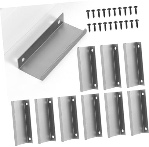 Mikikit 10 Pezzi Manico invisibile accessori cucina ferramenta per cassetti maniglie di mobili ferramenta per mobili da cucina maniglie in metallo per armadio Lega di alluminio Light Grey