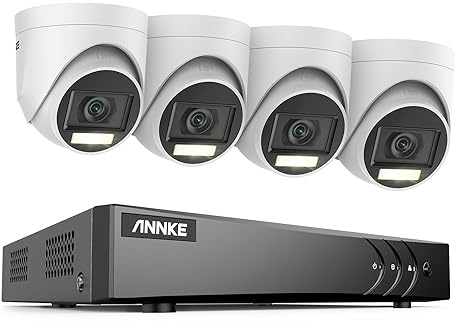 ANNKE CCTV Security Camera System, 4K 8 Channel H.265+ DVR, 4X 5MP Dual-Light Audio Cams, Smart Human/Vehicle Detection, 100ft Night Vision, Smartphone Access, IP67, NO HDD