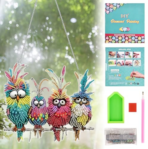 bssmmai Diamond Painting Vögel DIY Fensterbilder Türkranz Beidseitig Frühlingsdeko für Anhänger Basteln Geschenk Junge Mädchen 6 7 8 9 10 Jahre