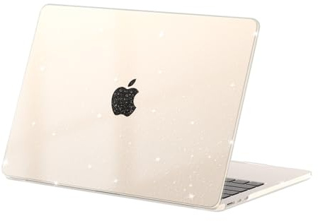 eleger Glitzer Hülle kompatibel mit MacBook Air 13 Zoll M5 M4 M3 M2 [Farblich passend zum Mac], Release 2026 2025 2024 2022, transparente Hartplastik Schutzhülle für MacBook Air 13,6, Polarstern