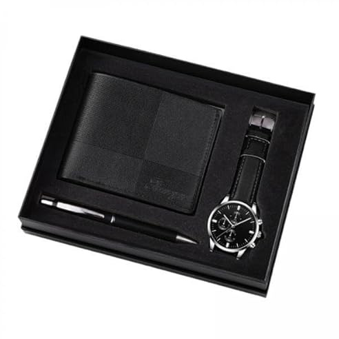 Nishiyuenyi 4 X Herren Geschenkset, Uhren Geldbörse, Stift Set, Kreative Uhrenbox, Geschenkbox, Geschenkkörbe für Männer, Jahrestag, Feiertag, Geburtstag